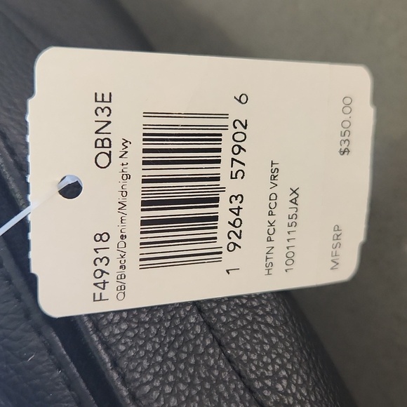 Coach Houston Navy Black Sling Backpack Leather Unisex Varsity Stripe Unisex NWT - Picture 7 of 17